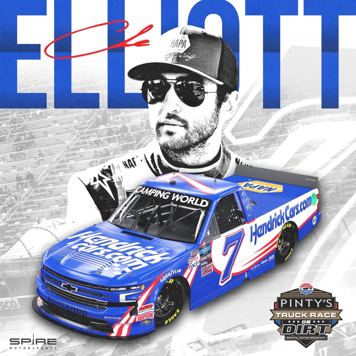 Chase Elliott en Truck Serie pour Bristol Dirt